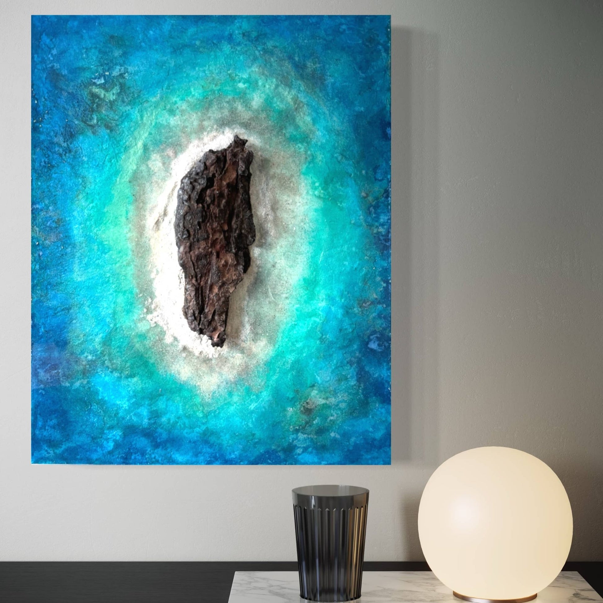 artwork painting seascape ocean art resin island landscape seashore tropical