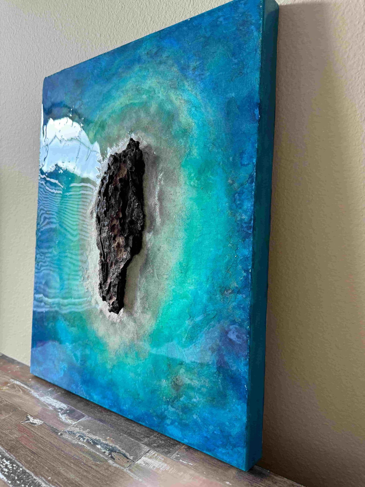 artwork painting seascape ocean art resin island landscape seashoretropical