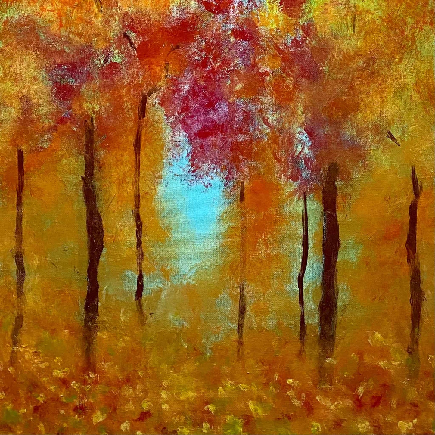 Original hand painted acrylic oil abstract mixed media art painting signed by artist with certificate of authenticity fall autumn