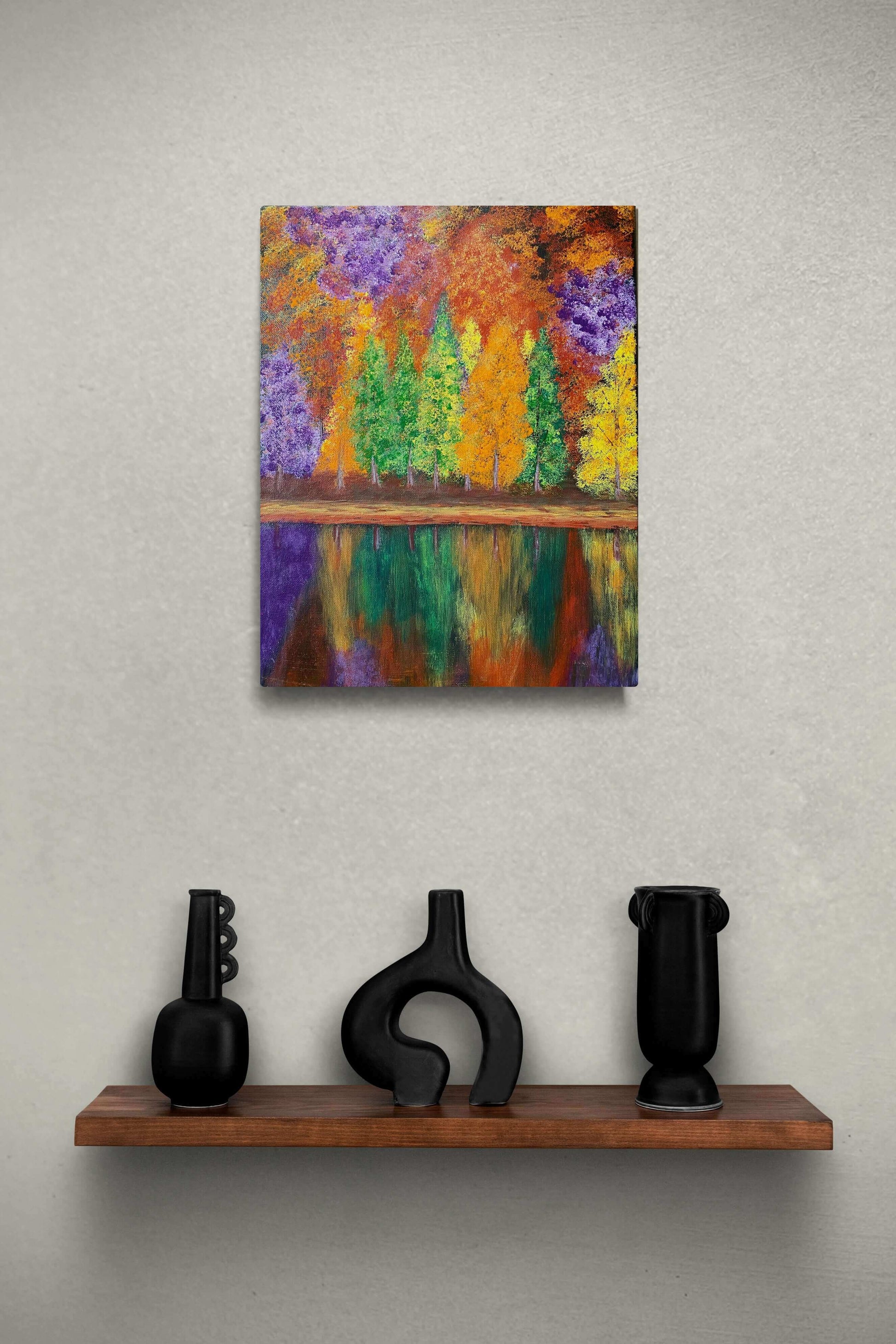 Original art painting on canvas for sale wall art artwork oil acrylic fine abstract online hand painted textured contemporary gallery artist landscape trees lake forest