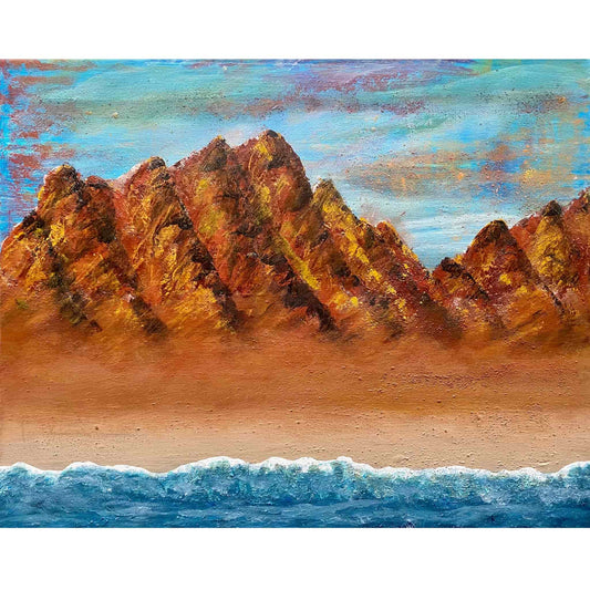 contemporary abstract art original paintings gallery signed by artist for art collectors using 3d impasto textured artwork mountain